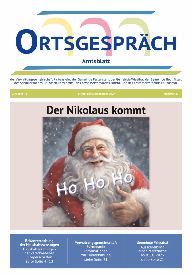 Ortsgespräch - Amtsblatt der VG Partenstein und ihrer Körperschaften Titelblatt 25/2024