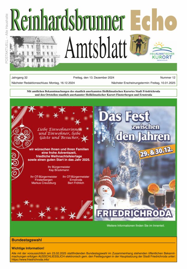 Reinhardsbrunner Echo Titelblatt 12/2024