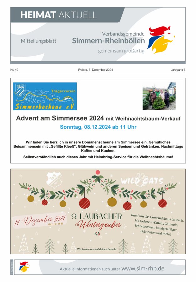 Heimat Aktuell - Mitteilungsbl der VG Simmern-Rheinböllen Ausg Simmern Titelblatt 49/2024