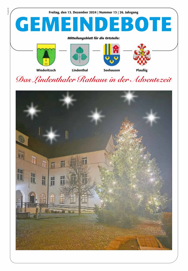 Gemeindebote - Mitteilungsblatt für die Ortsteile Titelblatt 13/2024