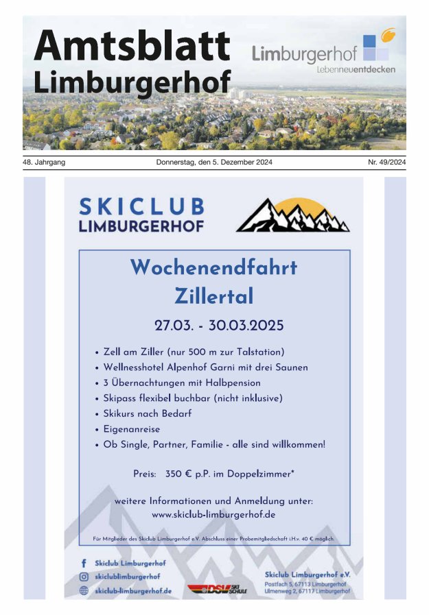 Amtsblatt Limburgerhof Titelblatt 49/2024