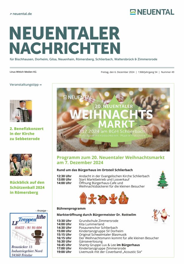 Neuentaler Nachrichten Titelblatt 49/2024