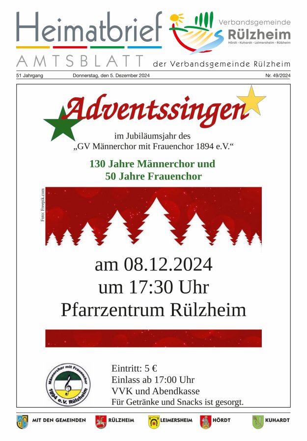 Heimatbrief VG Rülzheim Titelblatt 49/2024