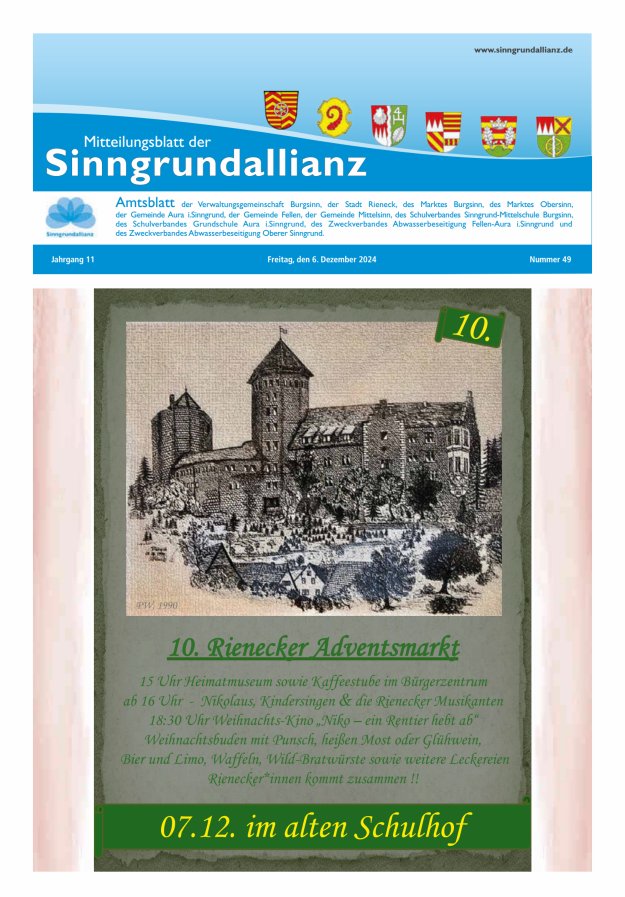 Mitteilungsblatt der Sinngrundallianz Titelblatt 49/2024