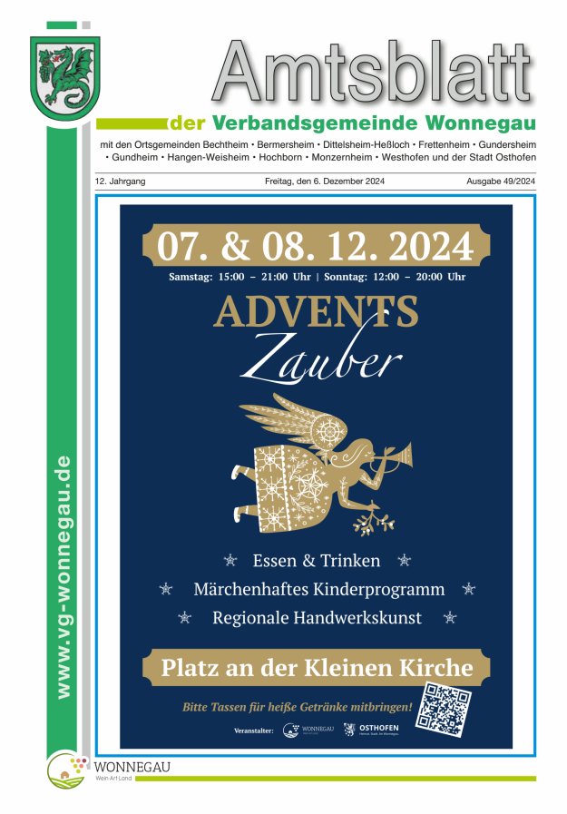 Amtsblatt VG Wonnegau Titelblatt 49/2024