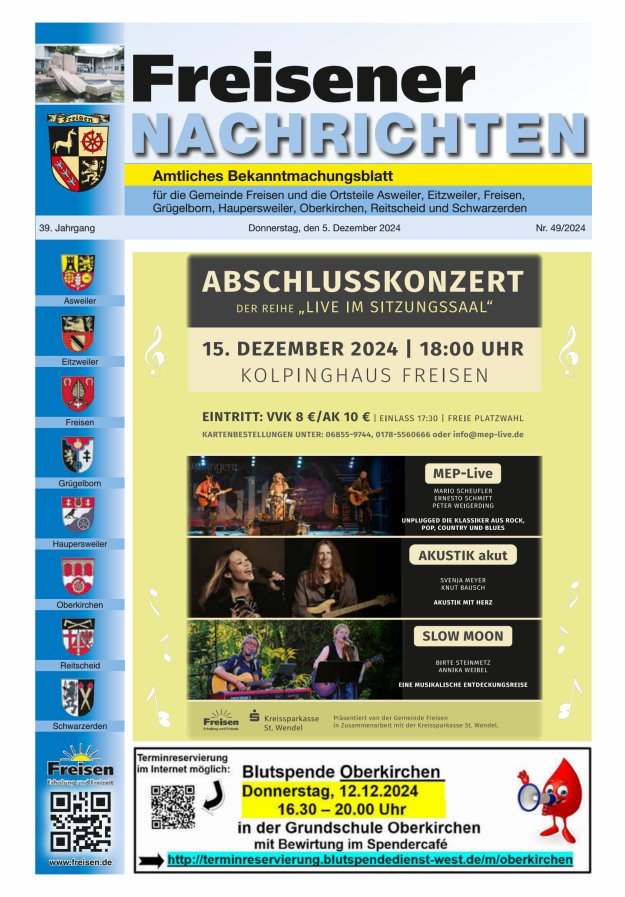 Freisener Nachrichten Titelblatt 49/2024