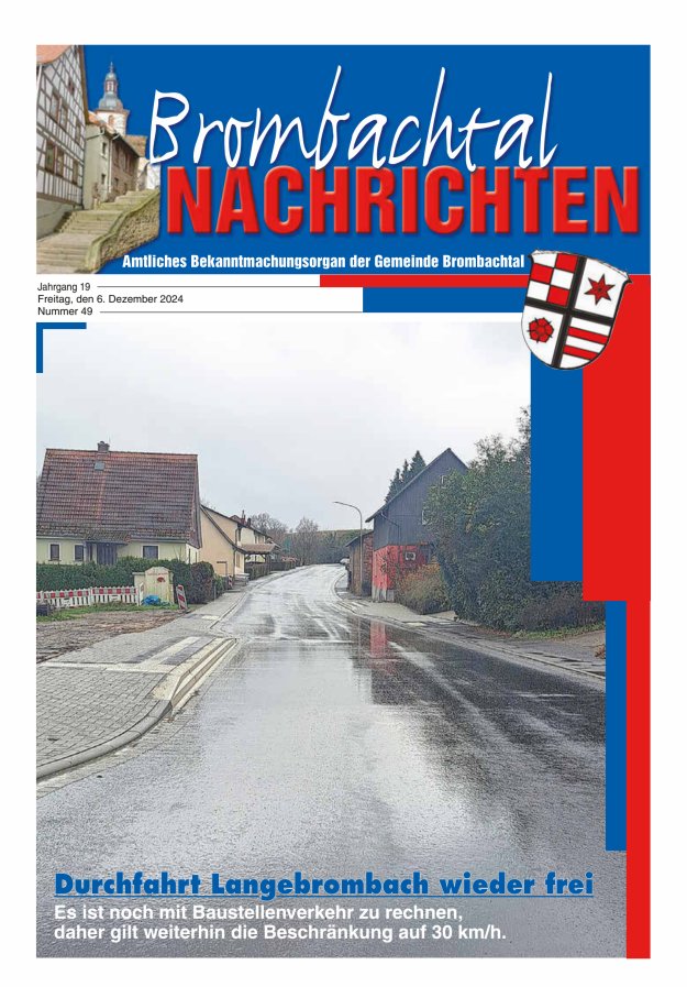 Brombachtal-Nachrichten Amtsblatt der Gemeinde Brombachtal Titelblatt 49/2024