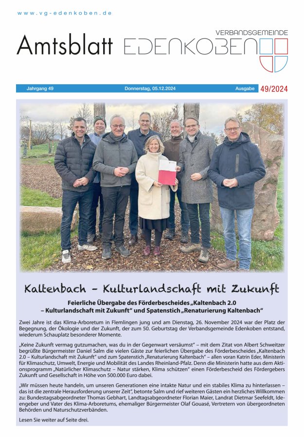 Amtsblatt VG Edenkoben Titelblatt 49/2024