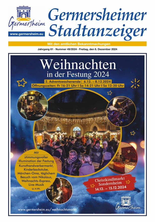 Germersheimer Stadtanzeiger Titelblatt 49/2024