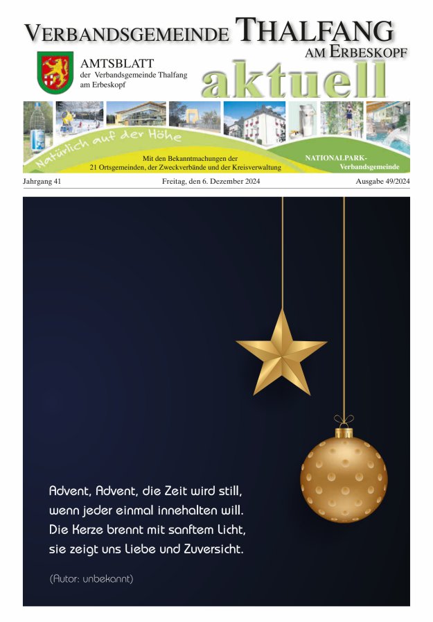Thalfang aktuell - Amtsblatt VG Thalfang Titelblatt 49/2024
