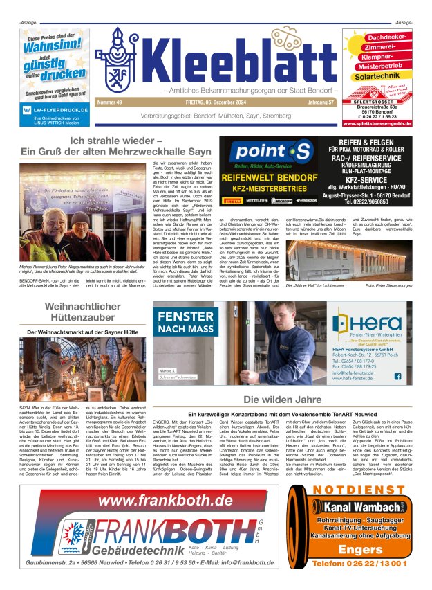 Kleeblatt - Amtliches Bekanntmachungsorgan der Stadt Bendorf Titelblatt 49/2024