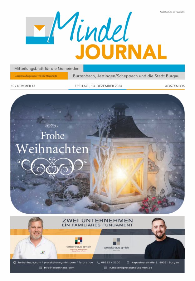 Mindeljournal Freies Blatt für Burgau Burtenbach Jettingen-Scheppach Titelblatt 13/2024