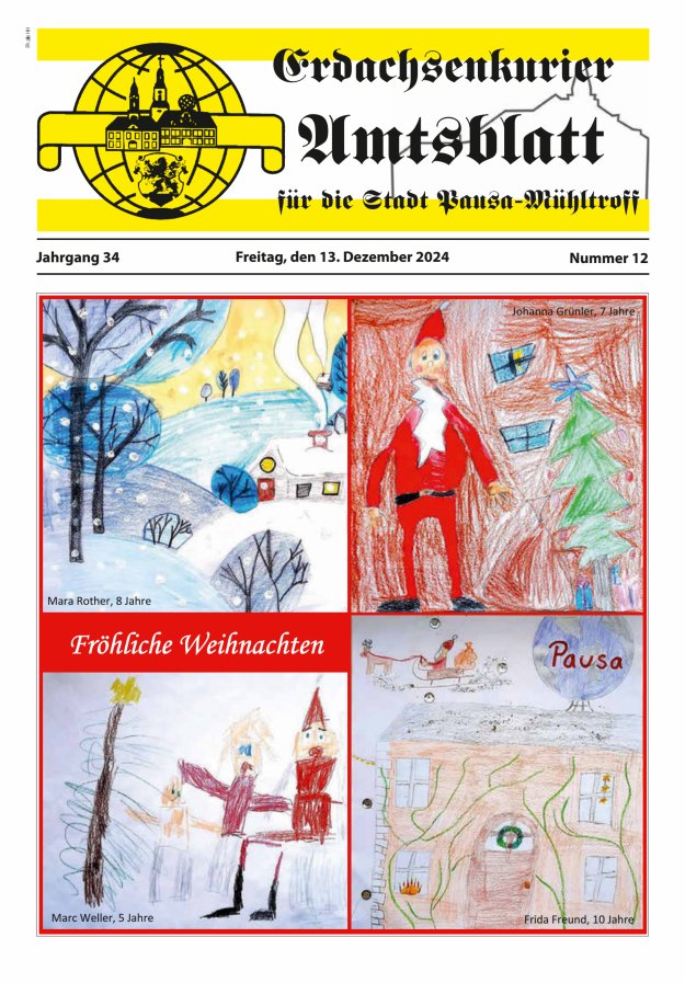 Erdachsenkurier - Amtsblatt für die Gemeinde Pausa-Mühltroff Titelblatt 12/2024