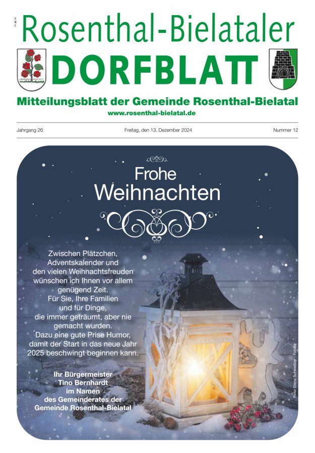 Rosenthal-Bielataler Dorfblatt Titelblatt 12/2024
