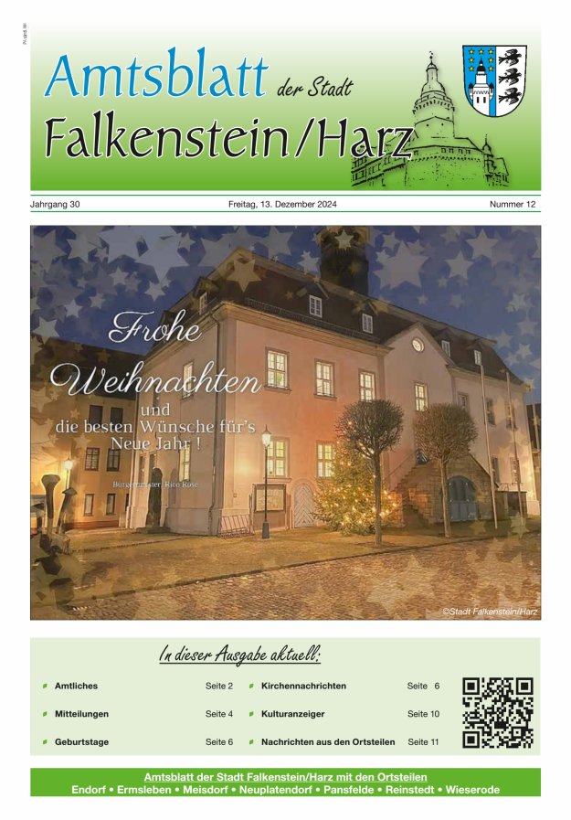 Amtsblatt der Stadt Falkenstein/Harz Titelblatt 12/2024