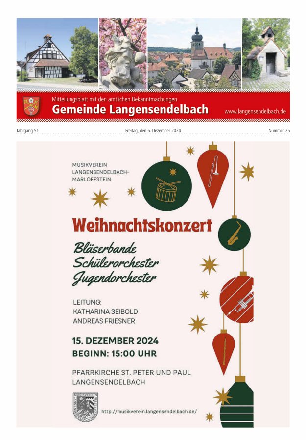 Mitteilungsblatt - Gemeinde Langensendelbach Titelblatt 25/2024