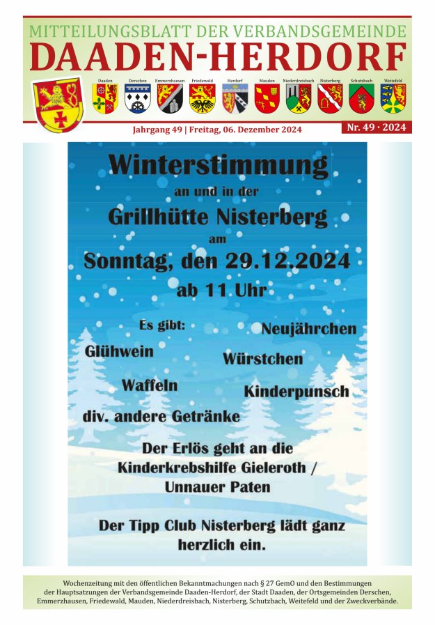Mitteilungsblatt der Verbandsgemeinde Daaden-Herdorf Titelblatt 49/2024