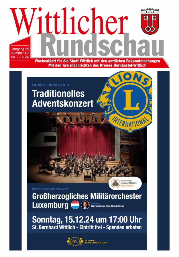 Wittlicher Rundschau Titelblatt 49/2024