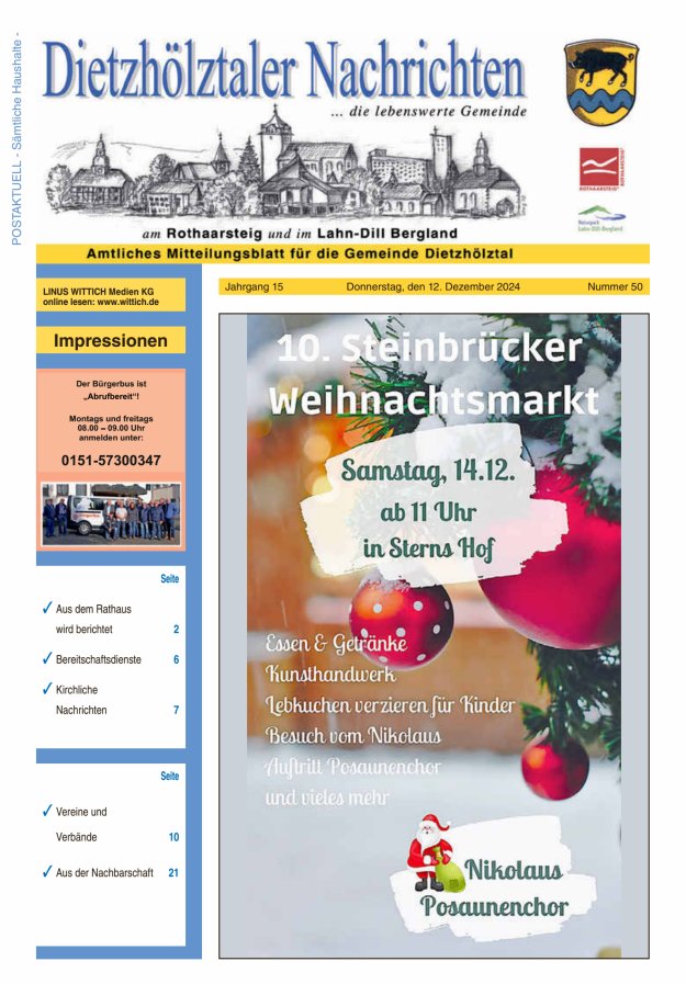 Dietzhölztaler Nachrichten Titelblatt 50/2024
