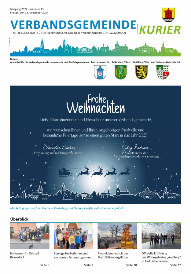 Verbandsgemeindekurier - Mitteilungsblatt für die Verbandsgemeinde Liebenwerda Titelblatt 13/2024