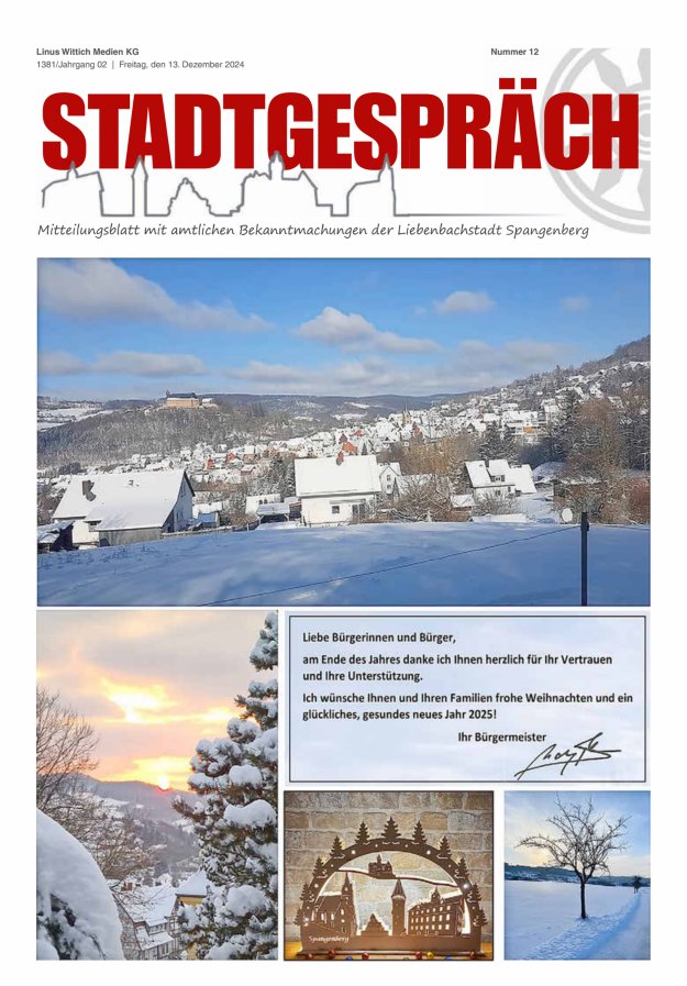 Stadtgespräch Spangenberg Titelblatt 12/2024
