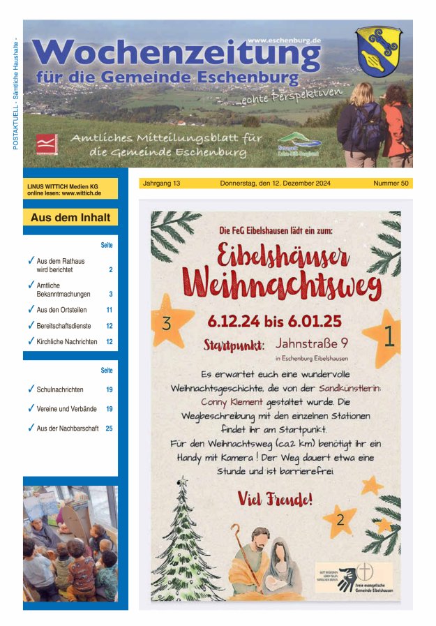 Wochenzeitung für die Gemeinde Eschenburg Titelblatt 50/2024