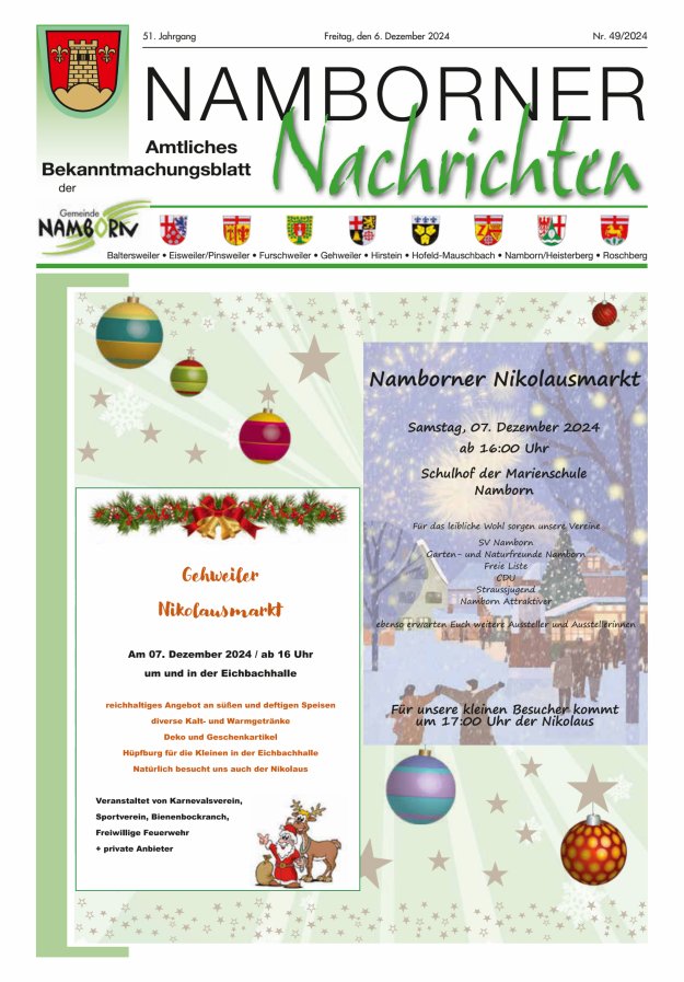 Namborner Nachrichten Titelblatt 49/2024