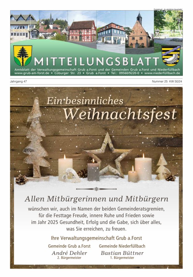 Amts- und Mitteilungsblatt der VGem Grub a.Forst Titelblatt 25/2024
