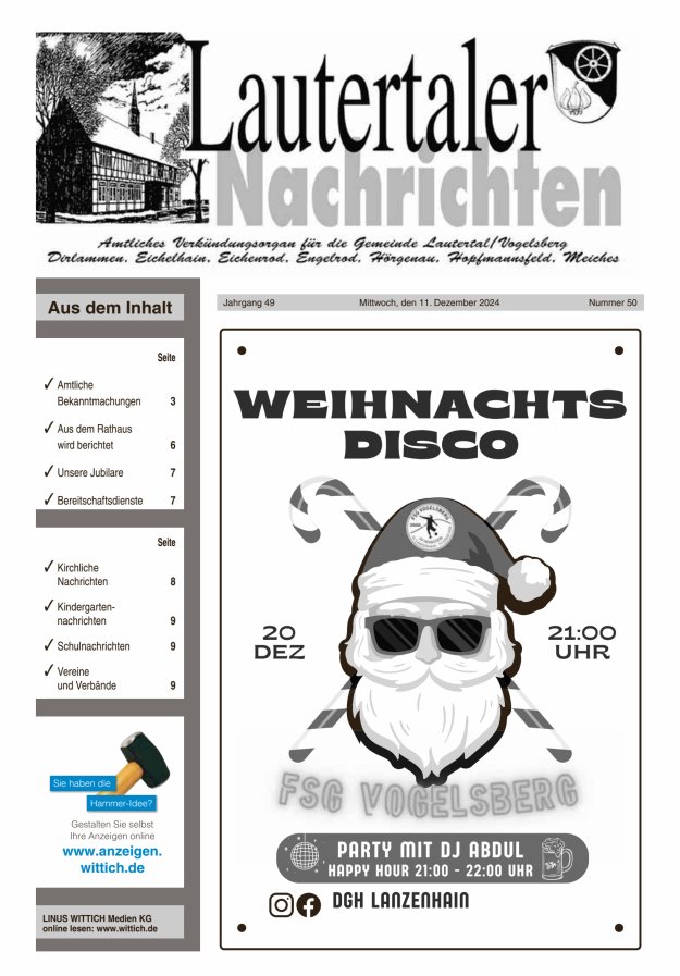 Lautertaler Nachrichten Titelblatt 50/2024