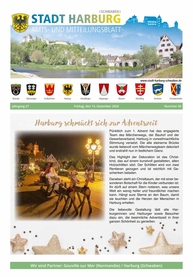Amts- und Mitteilungsblatt der Stadt Harburg Titelblatt 50/2024