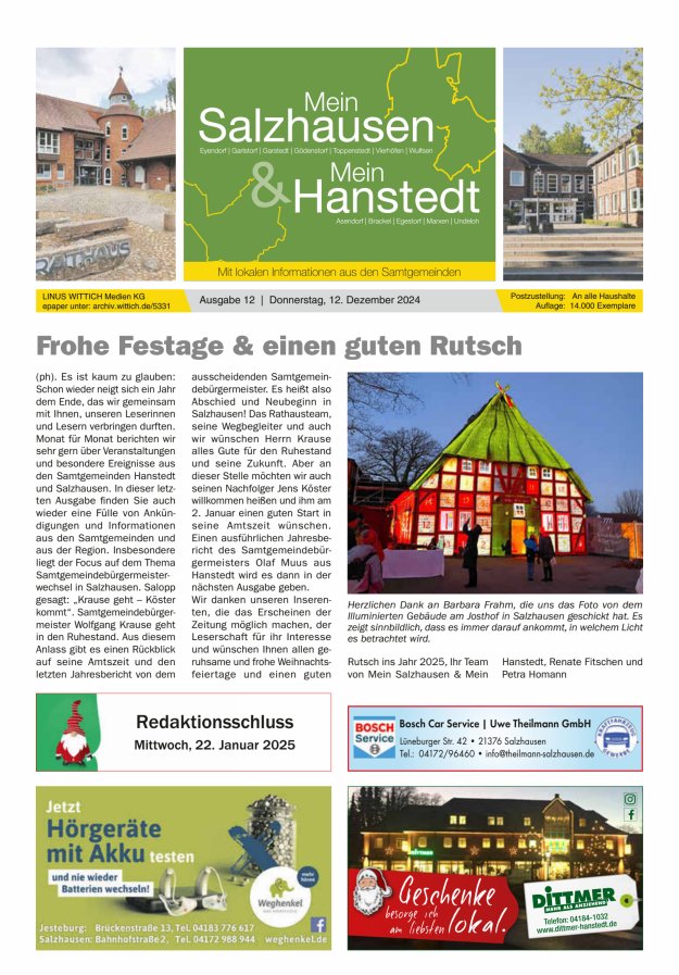 Mein Salzhausen   Mein Hanstedt Titelblatt 12/2024