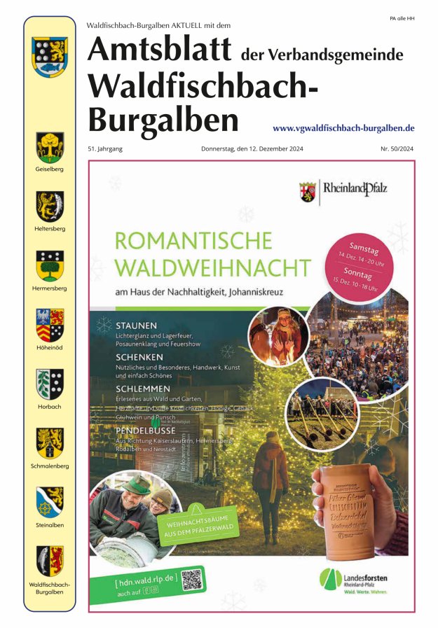 Amtsblatt der Verbandsgemeinde Waldfischbach-Burgalben Titelblatt 50/2024