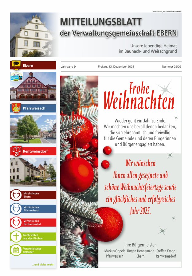 Mitteilungsblatt der Verwaltungsgemeinschaft Ebern Titelblatt 25/2024