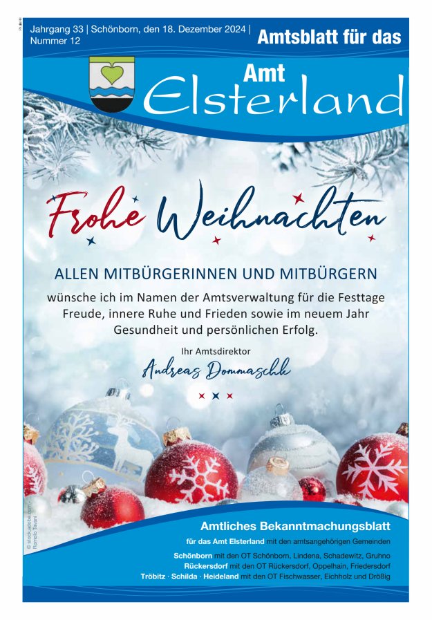 Amtsblatt für das Amt Elsterland Titelblatt 12/2024