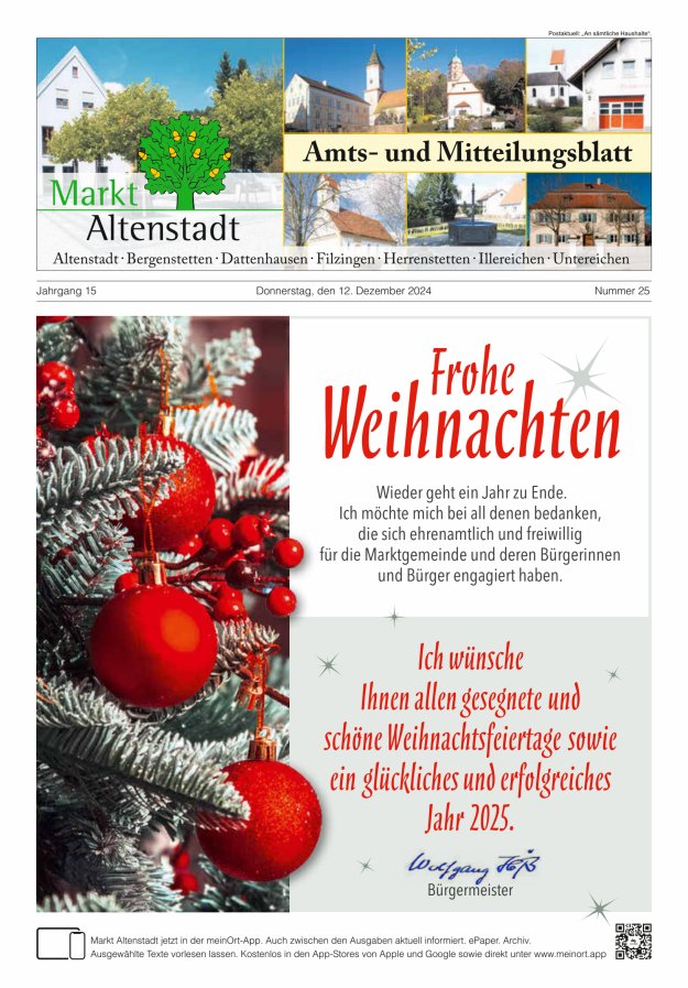 Amts- und Mitteilungsblatt des Marktes Altenstadt Titelblatt 25/2024