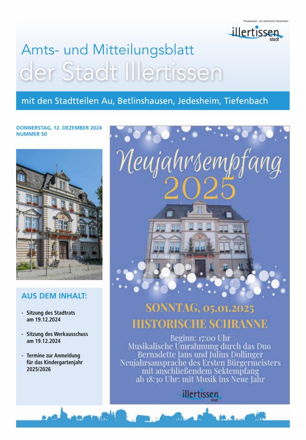 Amts- und Mitteilungsblatt Stadt Illertissen Titelblatt 50/2024