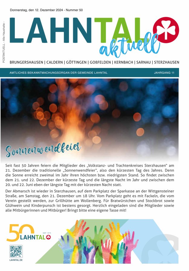 Amtliches Bekanntmachungsorgan der Gemeinde Lahntal Titelblatt 50/2024