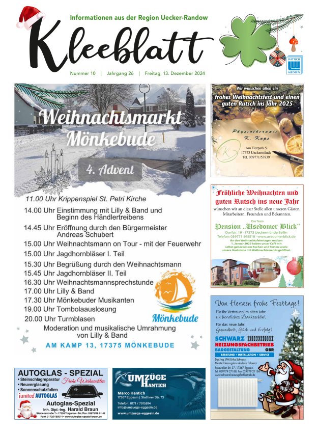 Kleeblatt - Mitteilungsblatt der Region Uecker-Randow Titelblatt 10/2024