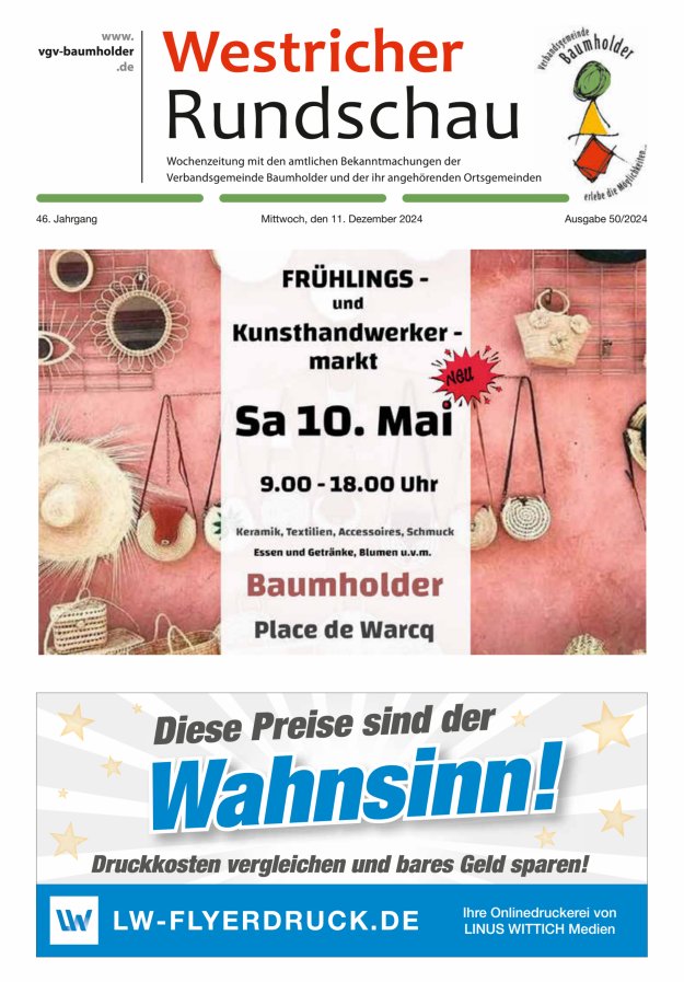 Westricher Rundschau VG Baumholder Titelblatt 50/2024