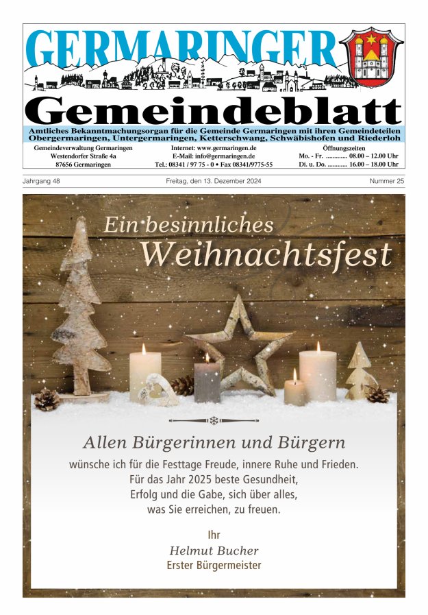 Germaringer Gemeindeblatt Titelblatt 25/2024