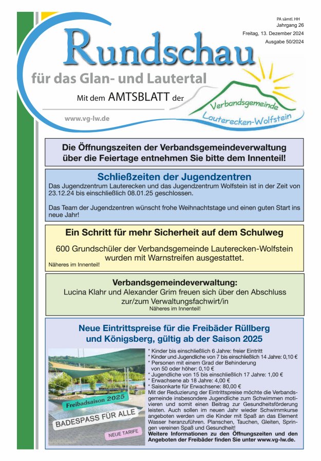 Rundschau für das Glan- und Lautertal Titelblatt 50/2024