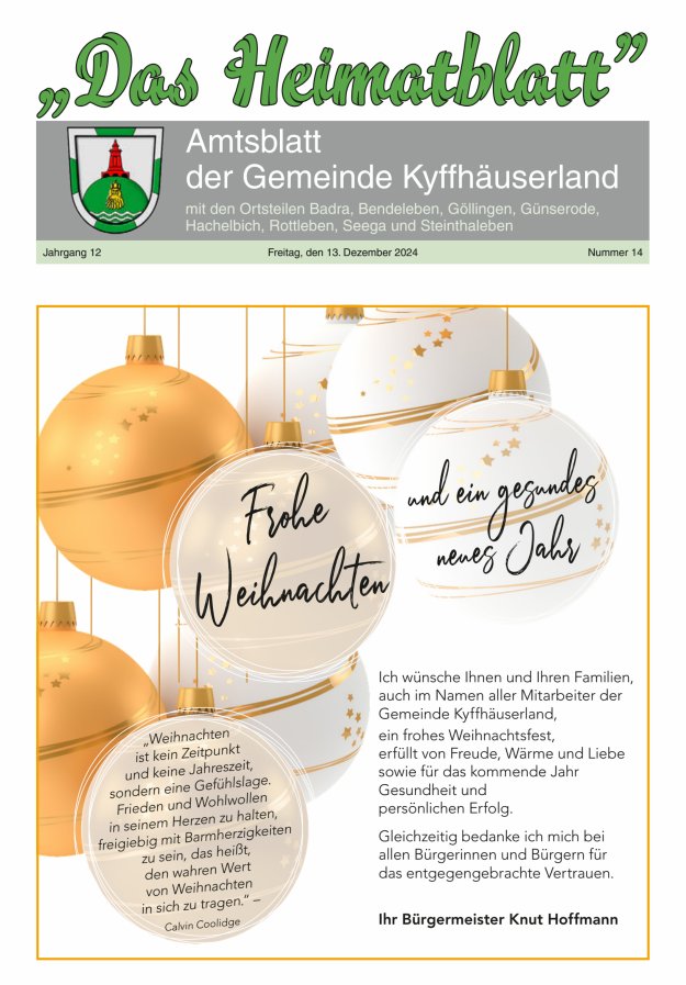 Das Heimatblatt Titelblatt 14/2024