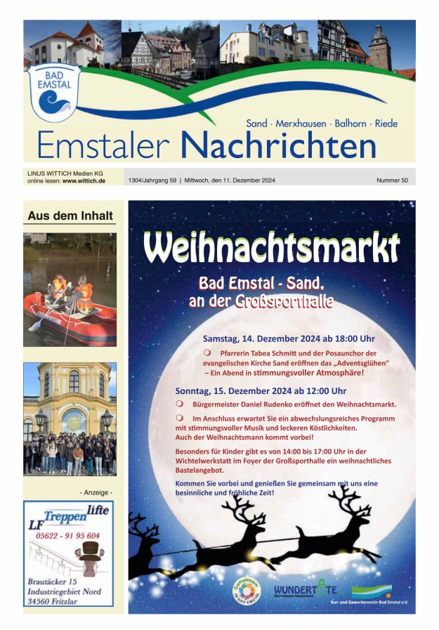 Emstaler Nachrichten Titelblatt 50/2024