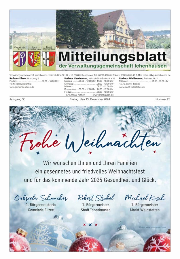 Mitteilungsblatt der Verwaltungsgemeinschaft Ichenhausen Titelblatt 25/2024