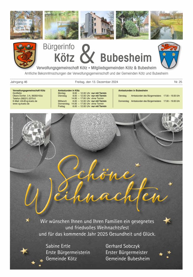 Amtsblatt der VG Kötz und der Mitgliedsgemeinden Titelblatt 25/2024