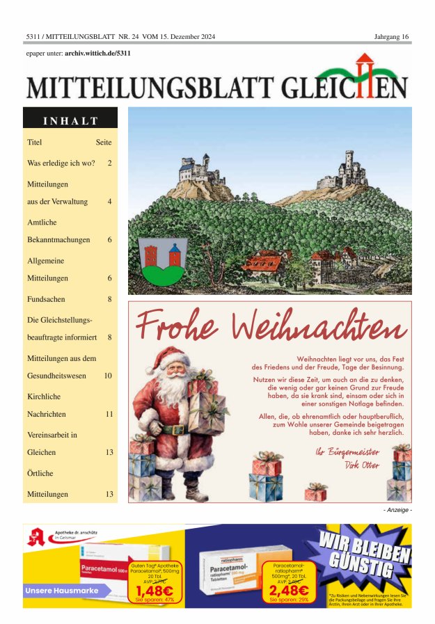 Mitteilungsblatt Gleichen Titelblatt 24/2024