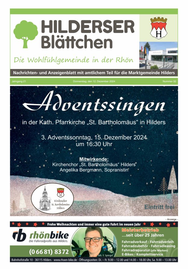 Hilderser Blättchen Titelblatt 50/2024