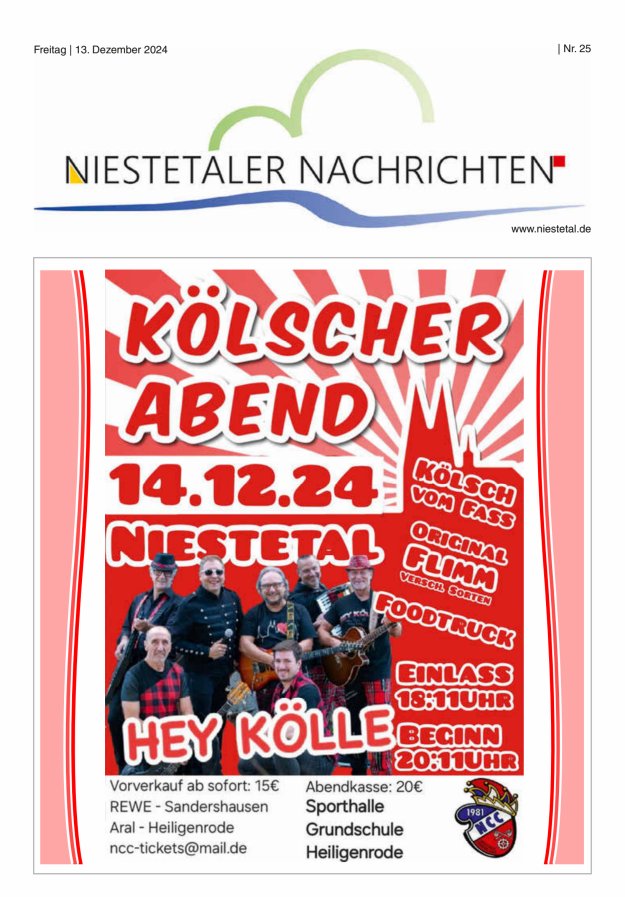 Niestetaler Nachrichten Titelblatt 25/2024
