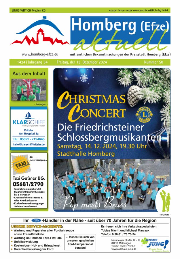 Homberg Efze aktuell Titelblatt 50/2024