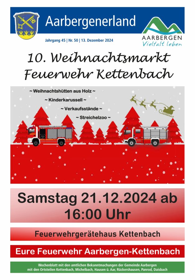 Aarbergenerland - Wochenblatt mit den amtlichen Bekanntmachungen Titelblatt 50/2024